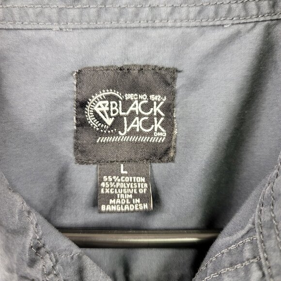 Black Jack Mens Embroidered Long Sleeve Button Front Shirt Dark Gray Large - Picture 2 of 8